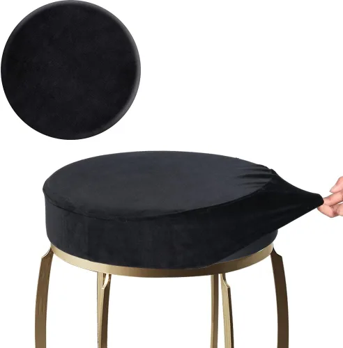 Vista 8 de SINOSSO Funda para taburete de bar, terciopelo súper suave de diámetro.11-13 pulgadas, redonda, elástica, lavable, a prueba de polvo para muebles