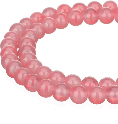 Vista 13 de RUBYCA 1 hebra 10MM Jade imitación ronda pintado recubierto de cuentas de vidrio DIY fabricación de joyas bebé rosa
