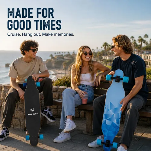 Vista 5 de Patineta Longboard de 41 Pulgadas, 8 Capas de Arce Canadiense, Longboards de Caída Libre para Jóvenes y Principiantes