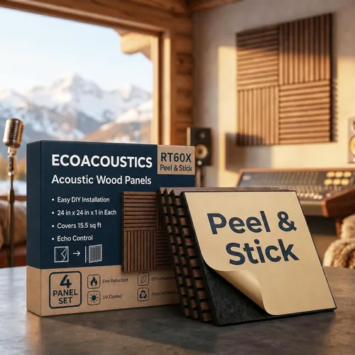 Vista 10 de Paneles acústicos de pared absorbentes de sonido - RT60X UV Coated Wood Panels for Wall, 12mm Ultra High Density 6K PET, Flame-Retardant, For Home