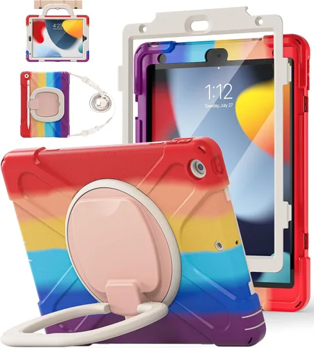 Vista 19 de BATYUE Funda para iPad de 9ª/8ª/7ª generación (funda resistente para iPad de 10.2 pulgadas 2021/2020/2019) con protector de pantalla, soporte