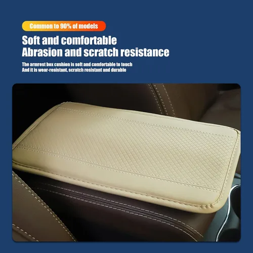 Vista 5 de 1 almohadilla para consola central de automóvil, funda de cuero de fibra en relieve impermeable para reposabrazos, protector universal de cuero