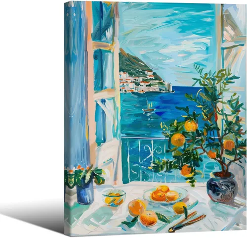 Vista 23 de Póster de pintura al óleo colorida de ventana abierta, arte de pared abstracto impresionista famoso y moderno, impresiones de lienzo estético
