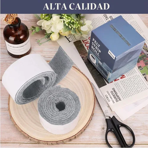 Vista 6 de Pllieay Paquete de 2 rollos de tiras de fieltro autoadhesivas, 118 x 2 x