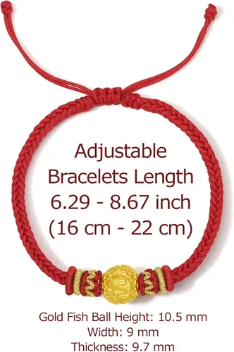 Vista 2 de ZHOU LIU FU 24K Solid Gold Bracelet Luck Fish Real Gold Charm Bracelet Adjustable Jewelry Braided Bracelet for Women Teens Girls