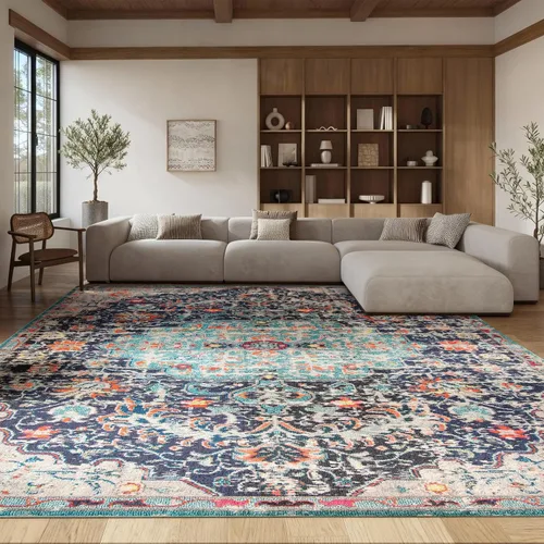 Vista 40 de SAFAVIEH Colección Madison MAD447B - Tapete bohemio con medallón antiguo y elegante, no desprende pelusa, para la sala, dormitorio, comedor