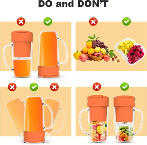Vista 6 de Licuadora portátil, mini licuadora personal de 10 onzas para batidos, frutas y verduras con USB recargable, fácil de limpiar, adecuada para viajar