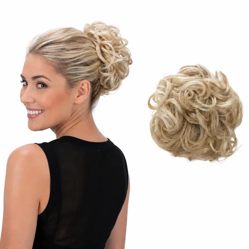 Vista 11 de CAISHA Moño Hairpiece Cola de caballo Topknot Hepburn-Bun Scrunchie Updo Ash Brown Light Blonde Mix HK124 mezcla rubio claro marrón ceniza #18TH613A