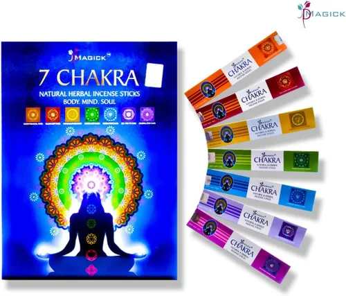 Vista 3 de Juego de regalo de varillas de incienso Chakra 140 varillas de incienso para aromaterapia, yoga y relajación 7 aromas únicos de alineación