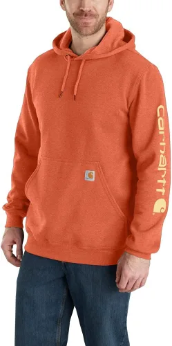Vista 21 de Carhartt Sudadera de ajuste holgado para hombre con logotipo en la manga, de peso medio, gráfica, liquidación Mink
