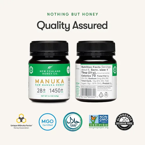 Vista 2 de New Zealand Honey Co. Miel de manuka cruda UMF 28+ MGO 1450+, certificado UMF / 4.4oz