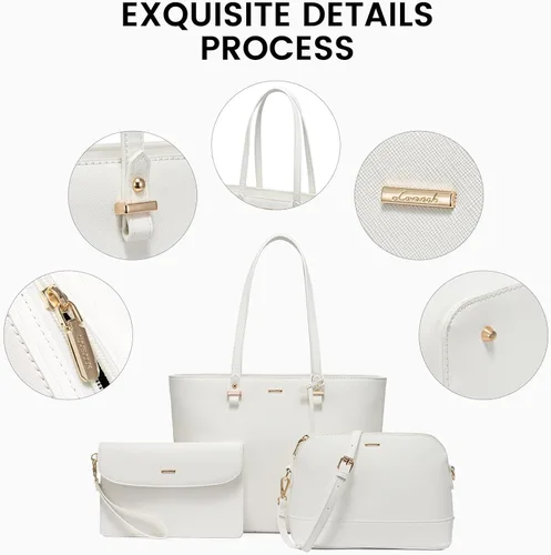 Vista 3 de LOVEVOOK Bolsos de mano para mujeres, bolsos de hombro, bolso tote, bolso satchel, bolso hobo, conjunto de bolso de 3 piezas