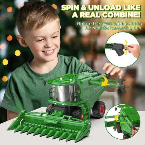 Vista 5 de Uarzt - Tractor cosechador con control remoto, juguete de tractor RC con cabezal de maíz, juguetes de tractor RC para niños de 3 años en adelante
