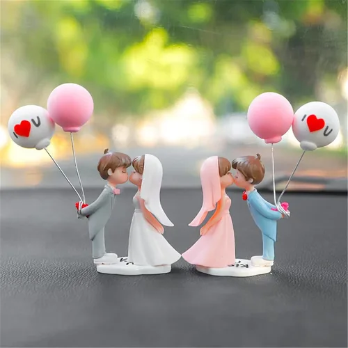 Vista 8 de Lindos adornos para parejas, bonita decoración de automóvil, bonita decoración de automóvil para pareja, figura de acción, adorno navideño para 1