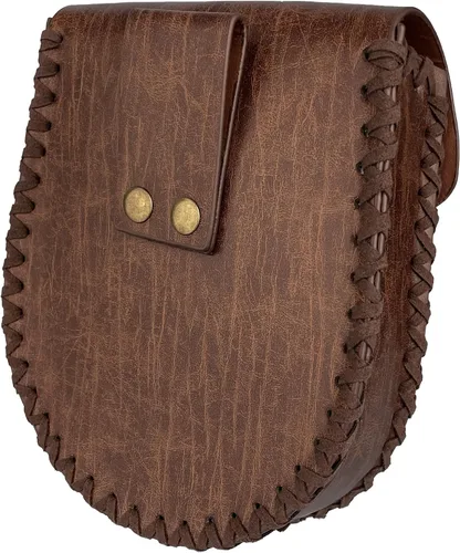 Vista 3 de HiiFeuer Cinturón nórdico en relieve, bolsillo lateral de piel sintética medieval retro, bolso de cintura portátil vintage para LARP Ren Faire