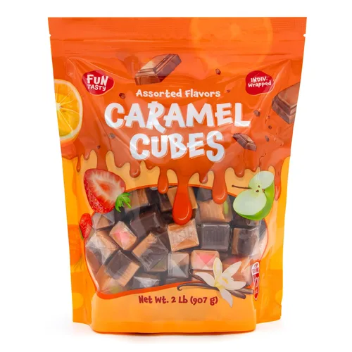 Vista 3 de Mezcla de caramelo de caramelo, caramelos rellenos envueltos individualmente, paquete de 2 libras