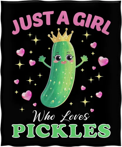 Vista 3 de Jekeno Bonita manta de pepino con texto en inglés «Just A Girl Who Loves Pickles», regalos para mujeres, hombres, niños, niñas, mamá, amigos