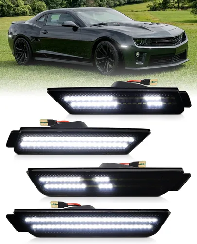 Vista 11 de Luz de Marcador Lateral Azul Compatible para 5ta Generación Chevy Camaro 2010 2011 2012 2013 2014 2015, Luces de Parachoques Delanteras y Traseras