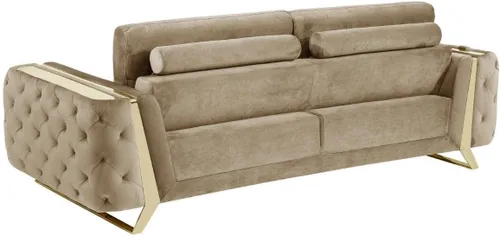 Vista 14 de Blackjack Furniture Lucca Collection - Sofás de terciopelo para sala de estar con marco de madera brasileña tapizado y patas de acero inoxidable, 2