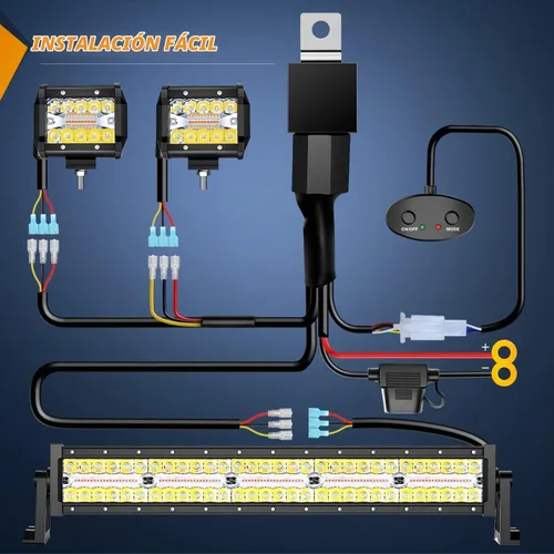 Vista 6 de Nilight Barra de luz LED de 22 pulgadas, 480 W, 2 módulos de luz de 4 pulgadas, 60 W, estroboscópico blanco ámbar, 6 modos, función de memoria Ámbar