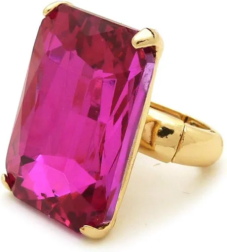 Vista 4 de Fashion 21 Anillo elástico de piedra colorida de cristal extra grande para mujer Amatista