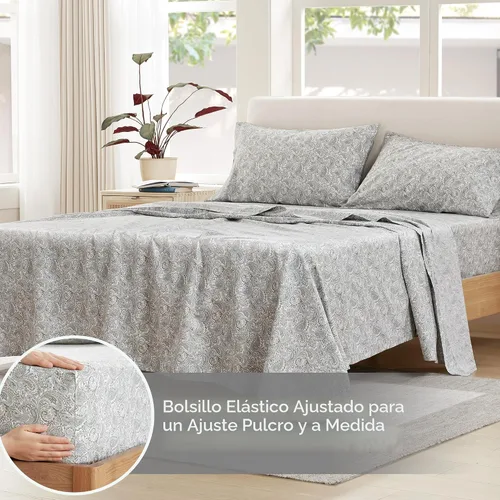 Vista 4 de Comfort Spaces - Sábanas con fundas de almohada Paisley Multi