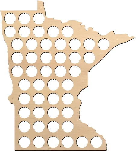 Vista 11 de All States Beer Cap Map Connecticut – 16 x 12 pulgadas – 56 tapas – Connecticut Beer Cap Holder – Madera contrachapada de abedul