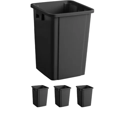 Vista 30 de Bote de basura cuadrado negro de 19 galones para restaurante, papelera comercial, papelera de plástico alto, papelera industrial, papelera cuadrada