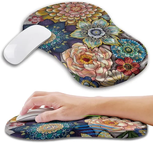 Vista 26 de Alfombrilla ergonómica para ratón con soporte de muñeca con espuma viscoelástica con protuberancia de masaje, alfombrilla para ratón de alivio