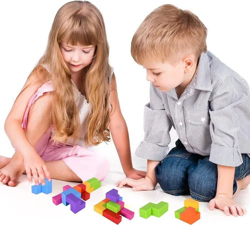 Vista 5 de WorWoder Bloques de construcción magnéticos para niños, cubos magnéticos 3D rompecabezas mágicos, juego de 7 bloques magnéticos de múltiples formas