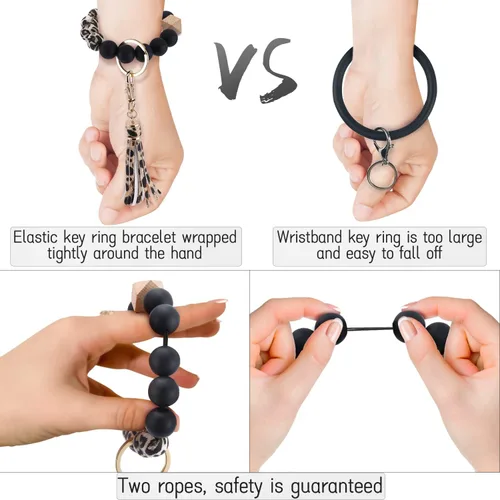 Vista 2 de Pusunas Llaveros para mujer para llavero de automóvil pulsera de pulsera cadenas de silicona con cuentas