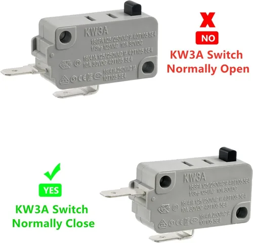 Vista 6 de BOJACK Interruptor de puerta de horno microondas KW3A 16A 125/250 V Interloc de puerta (paquete de 2 interruptores normalmente cerrados)