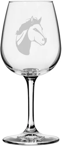Vista 16 de Abaco Barb Body Horse - Copa de vino grabada multiusos (12.75 onzas) Unique Gifts for Horse Lovers, Personalized Wine Glasses, All-Purpose