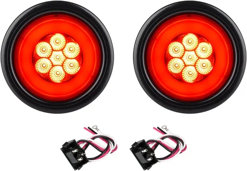 Vista 2 de Lumitronics RV HALO LED 4 pulgadas selladas redondas de parada/giro/luces traseras (par de luces rojas) (paquete de 4)
