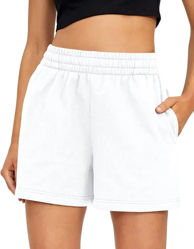 Vista 88 de AUTOMET Pantalones cortos deportivos para mujer, estilo casual, con cordón, cómodos, elásticos, de cintura alta, con bolsillos