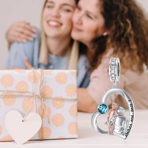 Vista 13 de PROESS Dije para padre, madre e hija, pulsera de plata de ley para pulseras, regalos de cumpleaños, día de San Valentín, para hija, madre, amante