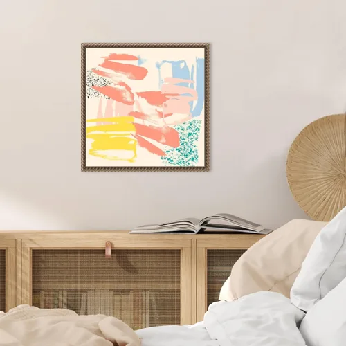 Vista 5 de Amanti Art Framed Canvas Wall Art 16x16 Retro Op II by Jennifer Goldberger, Framed Wall Art Canvas, Abstract Artwork, Traditional Decor, Small