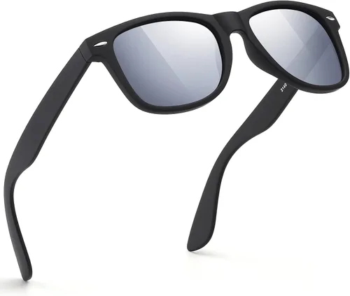 Vista 45 de FEIDUSUN Lentes de sol polarizados para hombre y mujer, lentes de sol retro negros para conducir, pescar, protección UV