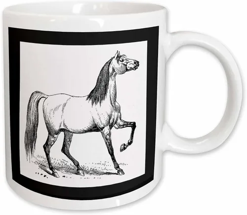 Vista 10 de 3dRose Vintage Horse Sketch - Taza negra de dos tonos (11 oz)
