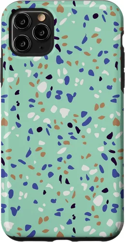 Vista 13 de Fun Vintage Green, Blue, White and Black Terrazzo Case for iPhone 16