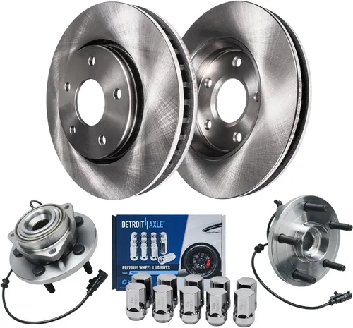 Vista 31 de Detroit Axle - Juego de 6 piezas de rotores de disco de freno delantero + pastillas de freno cerámicas de repuesto para Land Rover LR3 Range Rover