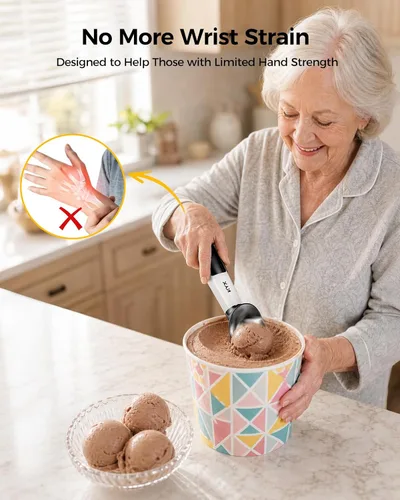 Vista 3 de KYX Cuchara de helado calentada recargable, cuchara eléctrica para helado Blanco