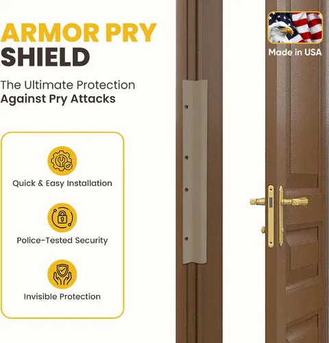 Vista 2 de Door Armor 12″ Pry Shield Accesorio de seguridad para puerta – Protector de cerradura de acero resistente, evita ataques de palanca, fácil