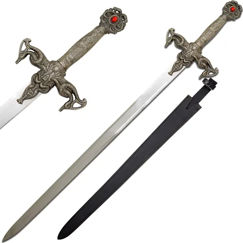 Vista 8 de Medieval Warrior Espada vikinga de fantasía hecha a mano personalizada viene con funda de cuero negro