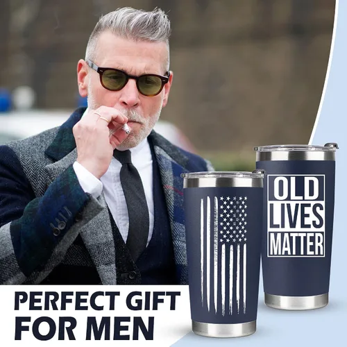 Vista 2 de VIWIS Regalos de cumpleaños para hombres, papá, él, abuelo – Divertido vaso de jubilación de 20 onzas, azul marino (VIWIS-TUMB15)