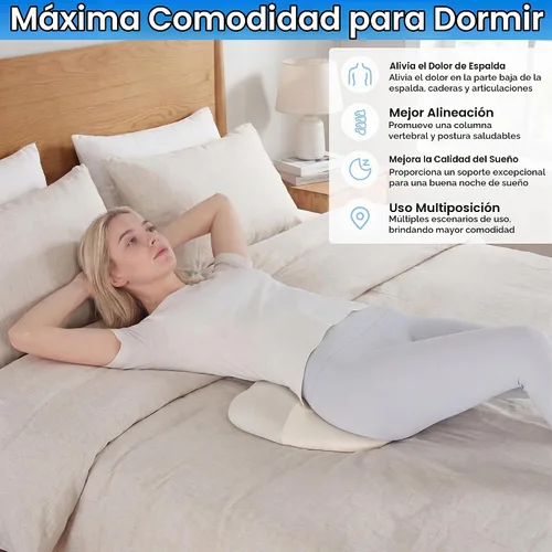 Vista 4 de BALAPET Almohada lumbar de espuma viscoelástica para cama, almohada ergonómica de apoyo de espalda baja para dormir, cojín de apoyo de cintura