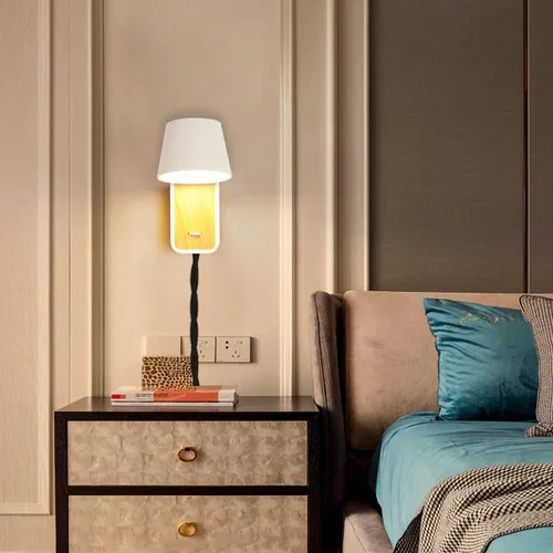 Vista 7 de Lámpara de pared moderna con cable de enchufe para dormitorios, pasillo, sala de estar, accesorio de iluminación de montaje contemporáneo