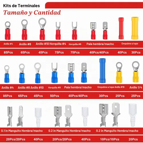 Vista 5 de Tnisesm Kit de conector de cable de 1100 piezas con herramienta de prensado, terminales de cable eléctrico con aislamiento de cobre, anillo, tope
