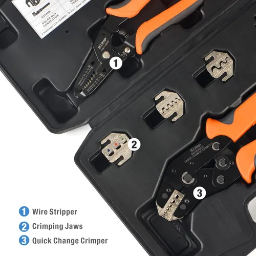 Vista 5 de iCrimp - Kit de herramientas de crimpado de trinquete de cambio rápido, kit de servicio automotriz, para prensar conector IWS4, terminales aislados