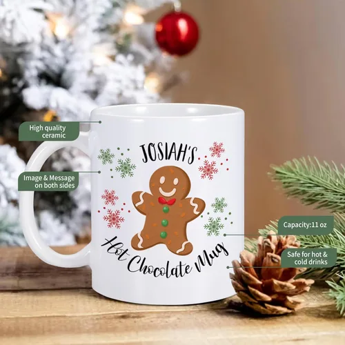 Vista 4 de Regalo de Navidad para niños, tazas de café de Navidad con nombre personalizado, taza de chocolate caliente para niños, taza de cacao de chocolate